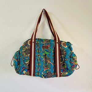 Sakroots‎ Canvas Shoulder Bag Multi-Color Bird Floral Print Boho Hobo Purse